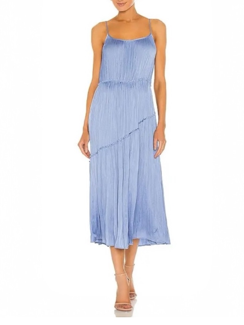 Vince Tiered Asymmetric Dress In Pale Fountain